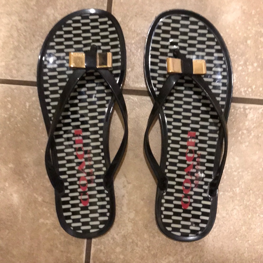Jelly Black Coach flip flops sandals